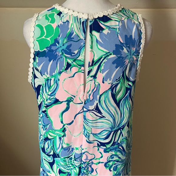 Lilly Pulitzer Nalan Soft Shift Pink Floral & Lace Neckline Dress size 4 - Picture 4 of 7